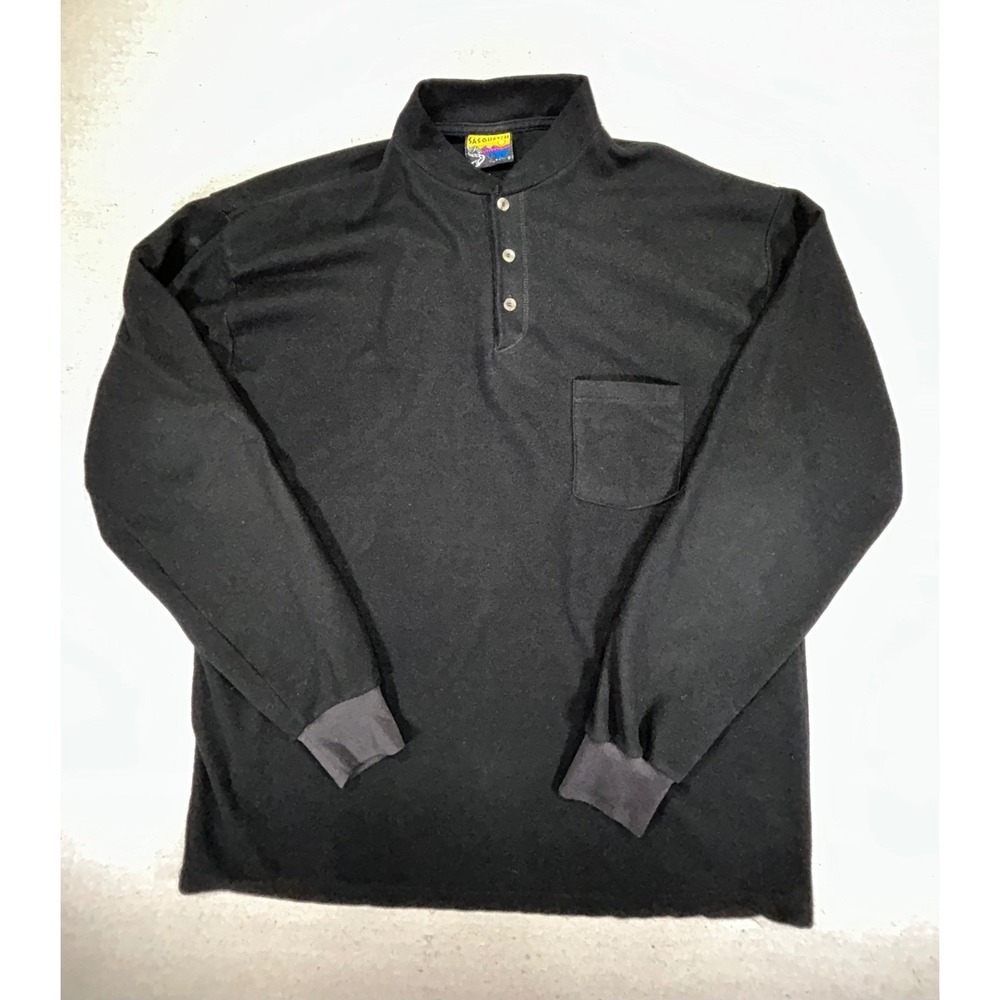 Vintage Sasquatch Mens XL Fleece‎ Henley Pullover Mock Neck Long Sleeve USA
